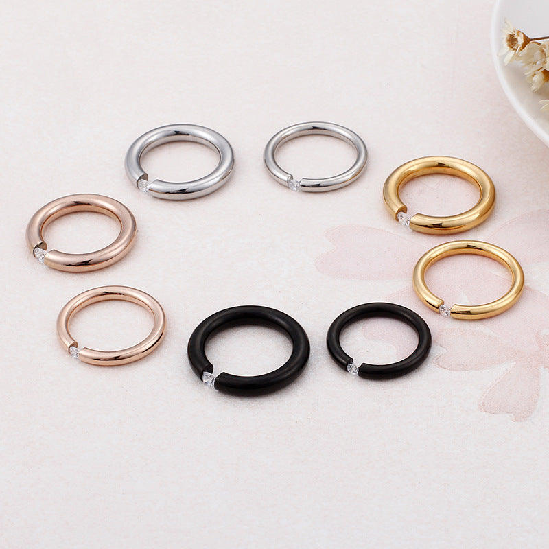Wholesale Titanium Steel Gold-plated Zirconium Diamond Ring Personality Ring